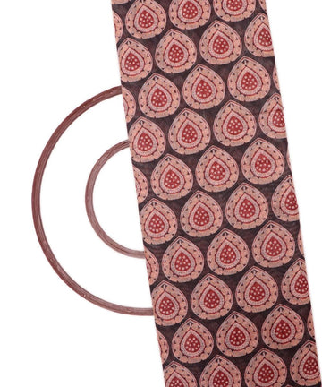 black colour motif print chanderi fabric